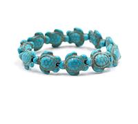 Pulsera de Tortuga Marina Pulsera Elástica de Piedra Natural Pulsera con Cuentas de Tortuga Marina Pulseras de Tortuga Turquesa Bohemia Pulsera de Playa con Tema Marino Para Mujeres Hombres y Niñ