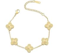 Pulsera de trébol chapada en oro de 18 quilates para mujer, pulsera de la suerte con flores de cuatro hojas, regalo para mujer, talla única, Acero inoxidable, No es una piedra preciosa