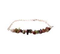 Pulsera de turmalina multicapa de 3-5 mm con cuentas de corte liso y forma de pepita, cierre ajustable chapado en plata de 18 cm para hombre y mujer | LK_STACK_05013