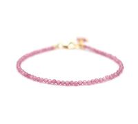 Pulsera de turmalina rosa AAA natural de 2 a 2,5 mm con piedras preciosas facetadas, pulsera de cuentas delicadas de 7.5 pulgadas, cadena ajustable, gancho de plata, para niñas y mujeres