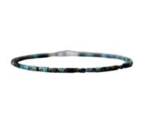 Pulsera de turquesa africana de 2-5 mm con cuentas de corte liso y cierre plateado de 18 cm para hombre y mujer | LK_STACK_00058