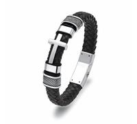 Pulsera de Urna de Cremación Cruz Joyería Pulsera de Cuero Pulsera de Urna para Cenizas Acero Inoxidable Recuerdo Memorial Collar de Urna para Hombres Mujeres, 1.57, Sin gemas