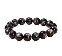Pulsera de vidrio con abalorio de 10 mm, joyería de energía curativa hecha a mano, pulsera elástica unisex (varios cristales), Una talla, No es una piedra preciosa
