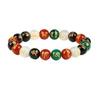 Pulsera de vidrio con abalorio de 10 mm, joyería de energía curativa hecha a mano, pulsera elástica unisex (varios cristales), Una talla, No es una piedra preciosa