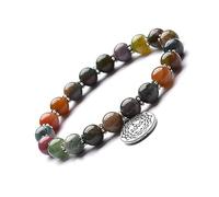 Pulsera de yoga 8 mm Indian Onyx Stone Charm Bead Bracelet Hombres Mujeres Accesorios Joyería hecha a mano