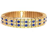Pulsera de zafiro azul hecha a mano Something Blue Something New Wedding Bracelet Austriaco Crystal Sapphire Bracelet Pure Gold Decor Prom Bracelet Bridesmaid Braclet Gift for Women