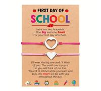 Pulsera del Primer Día de Clases para e Hija o e , Regalo para Hija, o , Temporada Escolar, Pulsera de con Gemas Sintéticas, Tamaño Ajustable con Tarjeta de Amor