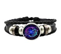 Pulsera Del Zodíaco De Cuero,Pulsera De Espíritus De Signos Del Zodíaco,Constelación Astrológica Unisex,12 Signos Disponibles,Resistente Al Agua & Ajustable,Regalo Personalizado,Estilo Bohemio y