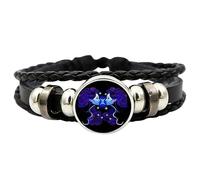 Pulsera Del Zodíaco De Cuero,Pulsera De Espíritus De Signos Del Zodíaco,Constelación Astrológica Unisex,12 Signos Disponibles,Resistente Al Agua & Ajustable,Regalo Personalizado,Estilo Bohemio y