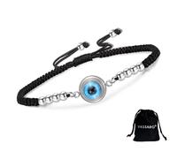 Pulsera delicada de ojo turco ajustable de acero inoxidable para mujer, amuleto de la suerte, regalo de joyería, 0.51"*0.28", Acero inoxidable, No es una piedra preciosa