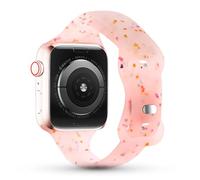 Pulsera deportiva compatible con Apple Watch 40mm, 38mm, 41mm, 44mm, 42mm, 45mm para mujeres y niñas - Correa fina de silicona reciclada para iWatch Series 9 8 7 6 SE 5 4 3 2 1 Ultra, 1 juego (rosa