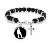 Pulsera deportiva de cuentas con patrón de contorno negro, joyería bohemia para hombres y mujeres