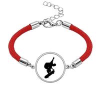 Pulsera deportiva de cuerda roja hecha a mano con diseño de jugador de patineta