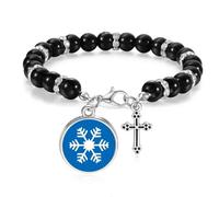 Pulsera deportiva de invierno con cuentas de copo de nieve azul