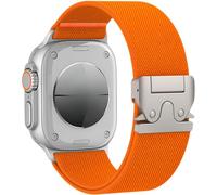 Pulsera deportiva de nylon elástico - Compatible With Apple Watch Ultra3/2/1 SE3/2/1 Series11/10/9/8/7/6/5/4/3/2/1 hebilla de paracaídas ajustable para (38/40/41/42/44/45/46/49mm), Naranja
