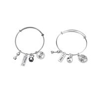 Pulsera Deportiva Expandible de Aleación de Zinc Plata 2piezas B075 | B076, Ajuste Regulable, Estilo Chic, Pack Doble, para Deportistas y Personas Mantienen en Forma