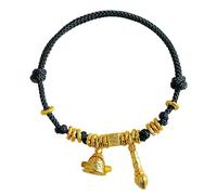 Pulsera dorada de Feng Shui, amuleto de cordón vintage tejido a mano para éxito académico y riqueza, One Size, Piedra, Sin piedra preciosa
