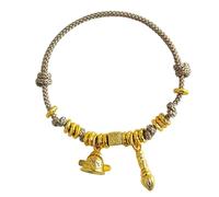 Pulsera dorada de Feng Shui, amuleto de cordón vintage tejido a mano para éxito académico y riqueza, One Size, Piedra, Sin piedra preciosa