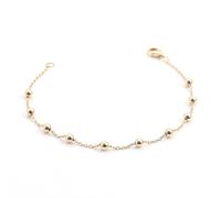 Pulsera dorada, pulseras para mujer, oro amarillo, perlas, pulsera de bisutería para esposa y madre, 16CM, Sin gemas