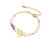 Pulsera Dreamtimes de amatista Pulsera elegante con nudo de bruja para mujeres Pulseras de cadena de brujería Pulseras de cuentas irregulares de amatista natural, M, Acero inoxidable, No aplicable