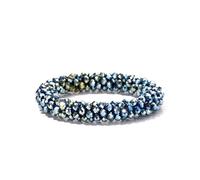 Pulsera elástica bohemia vintage para mujer | Pulsera con cuentas de cristal | También se puede utilizar como goma para el pelo, One Size, Acetato, Sin gemas.