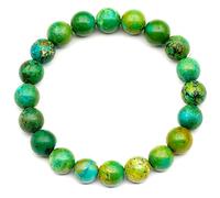 Pulsera elástica con cuentas de turquesa verde natural, cristal verde auténtico, piedra preciosa de Sagitario, cuentas de 8 mm, joyería de moda, curativa, duradera