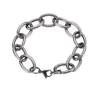 Pulsera elástica de acero inoxidable para hombre, pulsera de cadena punk, delicada pulsera con cierre de langosta, acero inoxidable, sin circonita