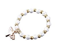 Pulsera elástica de ángel para colgante de cruz, pulsera de cuentas de rosario, joyería religiosa, regalo de recuerdo de viaje para niña W Bonitas pulseras de cuentas de rosario elásticas, colgante de