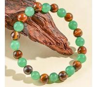 Pulsera elástica de aventurina verde y ojo de tigre para mujer, con piedra curativa que promueve la riqueza y la suerte.