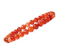 Pulsera elástica de cornalina auténtica con perla redonda natural auténtica / 8 mm + flor de la vida y bolsita de algodón GRATIS - Una auténtica joya energética de los chakras sagrados - idea de regal