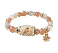 Pulsera elástica de cristal de cerámica con cuentas de piedras preciosas inspiradoras para fuerza, esperanza y alegría, bendiciones de primavera, regalo para mujer, 65.00 x 65.00 x 20.00 mm, Cristal y