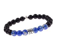 Pulsera Elástica De Cuentas De 8Mm Con Turquesa Azul Negro Esmerilado Para Hombre Pulsera De Piedra Natural De 12 Constelaciones Para Mujer Regalo De Joyería De Suerte Para El Horóscopo De Géminis