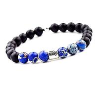 Pulsera Elástica De Cuentas De 8Mm Con Turquesa Azul Y Negro Esmerilado Para Hombre, Pulsera De Piedra Natural De Las 12 Constelaciones Para Mujer, Regalo De Joyería De La Suerte Para Escorpio