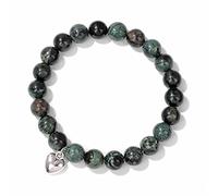 Pulsera elástica de cuentas de piedra natural de 8 mm con forma de corazón para mujeres y hombres, pulseras elásticas de color plateado, nueva piedra polar, 21 cm