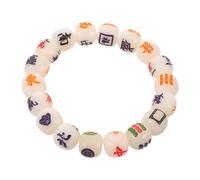 Pulsera Elástica de Mahjong Cuentas de Raíz de Bodhi Ligera y Única para Oficina y Cualquier Ocasión Símbolo de Buena Fortuna y Estilo Chino