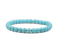 Pulsera elástica de piedra natural de 6 mm para hombre, color azul lava, cuentas para mujer, azul cielo, 21 cm