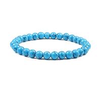 Pulsera elástica de piedra natural de 6 mm para hombre, color azul lava, cuentas para mujer, color azul, 19 cm