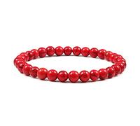 Pulsera elástica de piedra natural de 6 mm para hombre, color negro, azul lava, cuentas para mujer, rojo, 21 cm