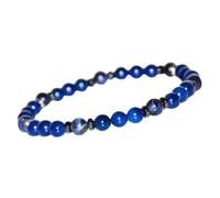Pulsera elástica de piedras preciosas con cuentas lisas de ágata azul natural, sodalita y hematita de 8 mm, forma redonda, multicolor, 7 pulgadas, pulsera elástica unisex, regalo | L_STBC_00440_8.5