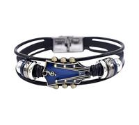 Pulsera elástica fija con hilo de piel sintética retro con cierre de acero inoxidable, joyas para entusiastas de la música, accesorio para hombres y mujeres, pulsera hecha a mano para mujer, talla