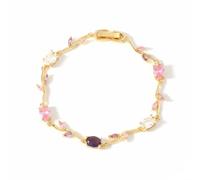 Pulsera elegante de cristal con cadena de hojas brillantes de 14 colores, estilo vintage y elegante, Medio, Acetato, abulón