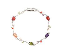 Pulsera elegante de cristal con cadena de hojas brillantes de 14 colores, estilo vintage y elegante, Medio, Acetato, abulón