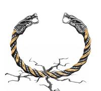 Pulsera escandinava Brazalete - Joyería vikinga para pulseras de hombre | Pulseras con cabezas de lobo de Dios nórdico Odin, brazalete Vintage para hombres, joyería de moda