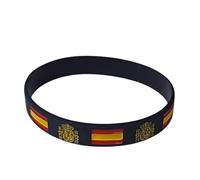 Pulsera España de Silicona - Color Negro con Escudo de España y Bandera de España en Relieve - Unisex, 63 mm de Diámetro Interno, 12 mm de Ancho, 21 cm de Contorno - 1 Unidad