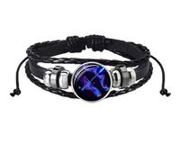 Pulsera espiritual con signo del zodiaco multicapa ajustable con 12 constelaciones de cristal, pulsera espiritual de piel sintética para mujeres y hombres, mediano, aluminio, sin piedras preciosas