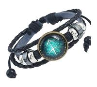 Pulsera Espiritual De Los Signos Del Zodiaco, Pulsera Ajustable De Las 12 Constelaciones, Pulseras Multicapa De Cuero Negro, Accesorios De Joyería Para Navidad, Cumpleaños, Mujeres Y Hombres, Sagi