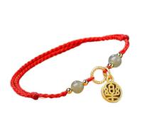 Pulsera Feng Shui, 2 piezas de hilo rojo, pulsera Feng Shui for mujer, amuleto de jade hetiano, pulsera budista de la suerte hecha a mano, colgante dorado Wu Lou, talismán ajustable for atraer la buen
