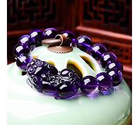 Pulsera Feng Shui, amuleto de riqueza Feng Shui, pulsera de cristal de cuarzo morado Pixiu Pi Yao, pulsera elástica con cuentas, pulsera for parejas, talismán for la prosperidad, el dinero y la buena