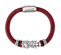 Pulsera Feng Shui de plata pura con nudo de diamante Pixiu/Piyao Crystal Talisman Bangle protege la suerte, el amor, el dinero, la prosperidad feliz atrae para hombre/mujer Cinabrio (color: