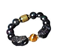 Pulsera, Feng Shui Doble/Pi Yao Pulsera para Riqueza Prosperidad Arco Iris Obsidiana Ojo de Tigre Piedra Corazón Sutra Brazalete de Cristal Amuleto Talismán para Dinero Buena Suerte Éxito